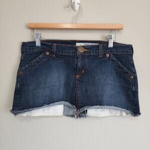 DKNY Vintage Y2K Micro Mini Embroidered Dark Wash Mini Skirt Size 13